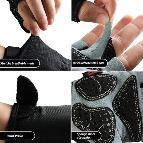 Workout Gloves for Men Women, Fingerless Weight Lifting Gloves with Genuine Suede Palm, Full Palm Protection, Enhanced Grip, Breathable Gym Gloves for Fitness Training Cycling Pull Ups