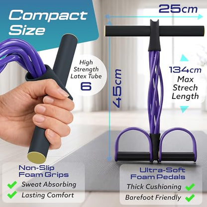 Premium 6 Tube Resistance Band – Powerful, Visible Results with Safe Low-Impact Design | Multifunction Pedal Resistance Band | Home Gym Equipment for Women | 30-Day Support - color: black purple