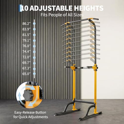 Pull Up Dip Station – Adjustable Power Tower with 10 Levels, 330LBS Capacity, Heavy Duty Steel Frame, Home Gym Strength Training