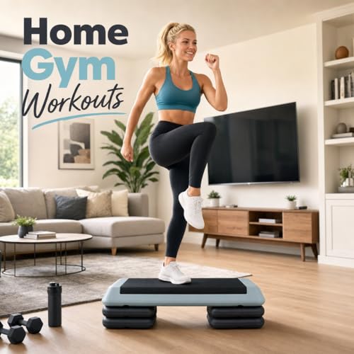 Aerobic Step Platform Height Adjustable Workout Step - color: Double-layer Base-Grey & Black