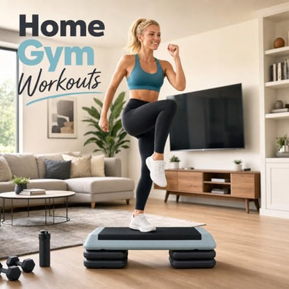 Aerobic Step Platform Height Adjustable Workout Step - color: Double-layer Base-Grey & Black