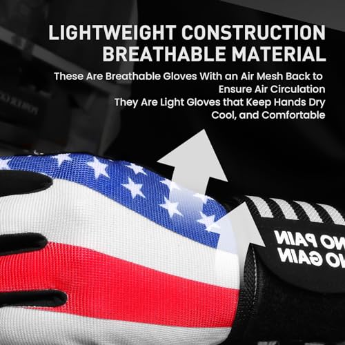 FINGER TEN Weightlifting Workout Gloves Men - color: USA Flag, size: X-Large