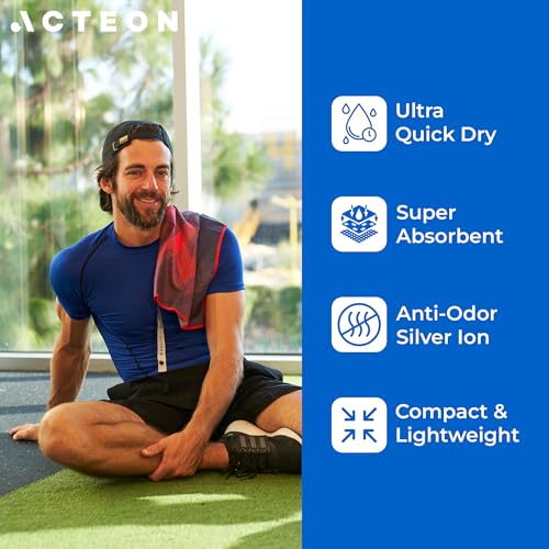 Microfiber Gym Towels 4 Pack, Quick Dry Odor Free Workout Towels for Men and Women, Super Absorbent Sports Sweat Towel for Gym, Yoga, Running, Travel, 16 x 30.5 Inch