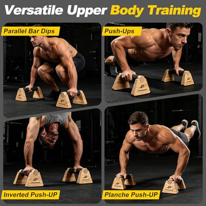 Push Up Bars, Wooden Parallettes Bars 2PCS, Calisthenics Equipment with Non-Slip Base, Perfect Pushup & Calisthenics Bar, Push Up Handles for Floor, and Pushup Handles for Men