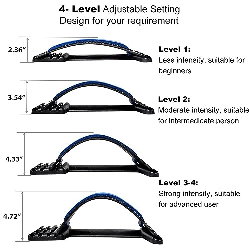 Back Stretcher for Lower Back Pain Relief, 4 Level Adjustable Lumbar Cracker Board Massager, Stretching Device for Scoliosis, Sciatica (Purple) - color: Purple
