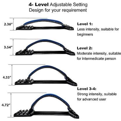 Back Stretcher for Lower Back Pain Relief, 4 Level Adjustable Lumbar Cracker Board Massager, Stretching Device for Scoliosis, Sciatica (Purple) - color: Purple