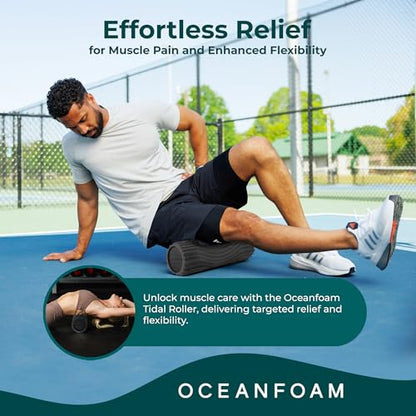 Tidal Roller - Charcoal - Muscle Massage Foam Roller for Back Pain & Stretching - Firm and Ergonomic Wide Wave Textured - Yoga, Athletics, & Wellness - Full Size, 20" x 5" - color: Charcoal