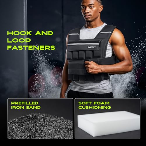 Adjustable Weighted Vest for Men Women, 20lb 30lb 45lb 60lb Weight Vest with 20 Removable Weights, Heavy Duty Running Vest with Reflective Strips for Walking Strength Training Calisthenics