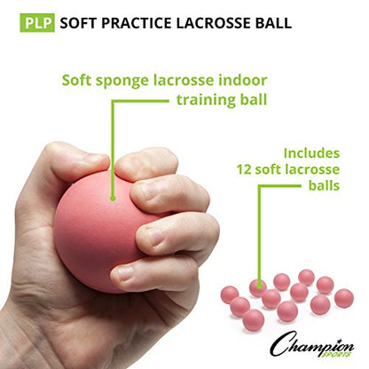Champion Sports Practice Sponge Lacrosse Balls: Soft Touch for Professional, College & Grade School Indoor Training & Practice