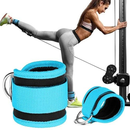 Ankle Straps Ankle Resistance Bands Wrist Cuffs Padded Straps Adjustable Fitness Glute Kickback D-Ring for Cable Machine Gym Foot Leg Training Brace Support 1 Pair - color: Azure