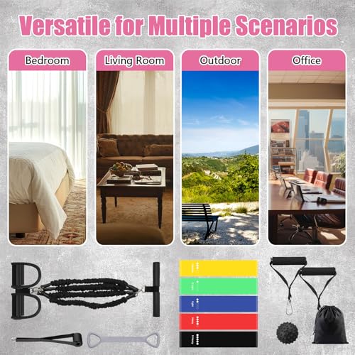 Pedal Resistance Band Set, 4-Tube Adjustable Elastic Bands, Foot Pedal Ankle Puller for Legs Glutes Training, Home Fitness Strength Training for Men Women with 6 Pcs Exercise Bands