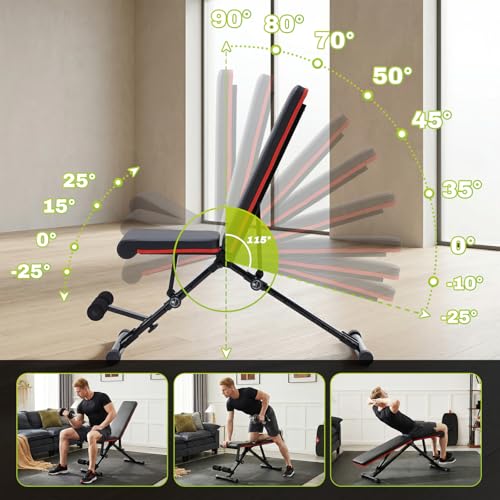 OLIXIS Adjustable Weight Bench for Full Body Strength Training, Foldable Workout Bench with Incline Flat Positions, 795 lbs Capacity Dumbbell Bench for Home Gym, Sit Up, Press, and Ab Exercises