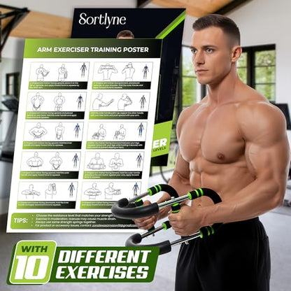 Twister Arm Trainer, Adjustable 12 Resistance Levels, 20-110 Lbs with 4-Springs, Twister Arm Workout Bar for Upper Body Exerciser and Chest Workout Equipment, Portable Home Gym Chest Trainer