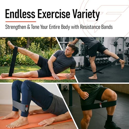 GluteX Resistance Bands 4 Pack for Women & Men, Non-Slip Fabric Booty Bands for Glutes, Legs & Hips, 4 Resistance Levels (Light/Medium/Strong/Heroic), Exercise Bands with Carry Bag