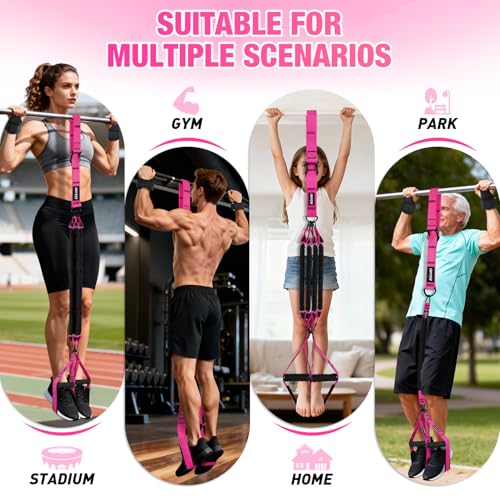 Upgraded Pull Up Assistance Bands for Women, Heavy Duty Resistance Bands with Handles, Exercise Band with Door Anchor, Workout Band Set for Pull Up Bar, Full Body Sculpting,Muscle Training, Home Gym