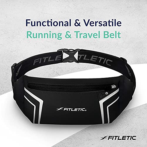 Fitletic Modern Sports Running Belt For Men & Women – Water Resistant Pouch - Fits All Smart Phones- Lightweight, Low Profile Design –Lycra Coated With Inner Card Organizer Pocket - color: Silver