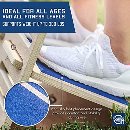 Professional Slant Board for Calf Stretching - Adjustable Wooden Incline Board - Increase Flexibility, Mobility, Pain Relief - Anti-Slip Design - Achilles - Fascia Stretcher - Tight Calves
