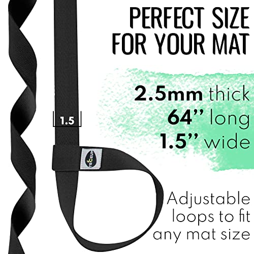 Yoga Mat Strap – 30+ Colors – Adjustable Mat Holder Sling Carrier for All Mats [Mat Not Included]