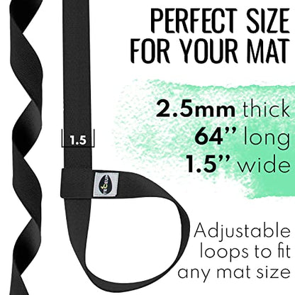 Yoga Mat Strap – 30+ Colors – Adjustable Mat Holder Sling Carrier for All Mats [Mat Not Included]