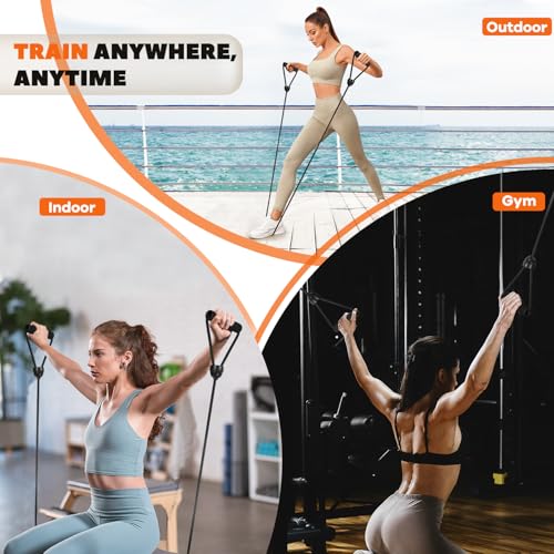 1 Pair Stepper Resistance Bands with Handles & Connecting Strap – Workout & Exercise Bands for Strength Training, Muscle Toning, Home Gym Fitness Equipment