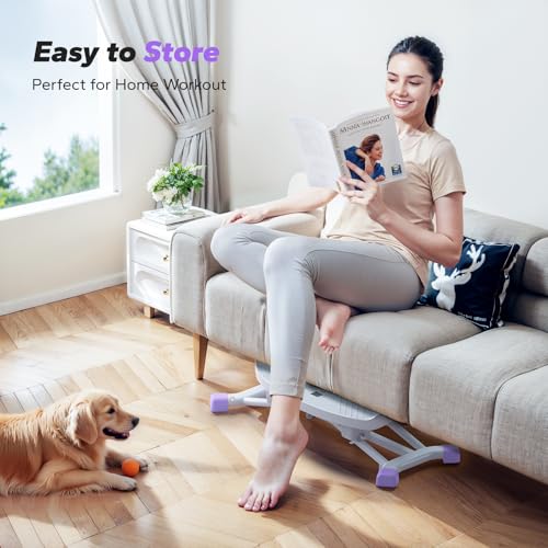 MERACH Balance Board for Adults, Rocking Stepper with Resistance Bands, Portable Wobble Board Featuring LCD Monitor, 300 lbs Capacity Ski Balance Trainer for Full Body Workout at Home Gym（Purple）