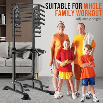 Power Tower Pull Up & Dip Station Multi-Function Home Strength Training Fitness Workout Station Height Adjustable
