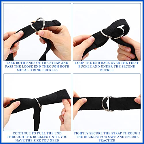 6 Pcs Yoga Strap for Stretching 8 Ft Yoga Exercise Adjustable Straps Bands with Safe Adjustable D Ring Buckle for Pilates Gym Workouts Fitness Improves Sitting Posture