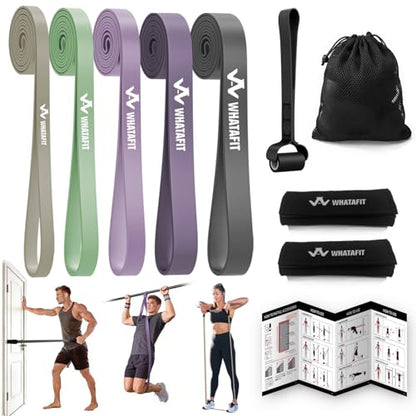 WHATAFIT Resistance Bands, 5 Level Pull Up Assistance Bands for Working Out - color: 5-125LBS GRAY PURPLE+GRIP