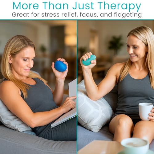 Vive Squeeze Balls for Hand Therapy Set (4 Pack) - Grip Strengthener Occupational Exercise Equipment for Arthitis, Parkinsons, Stroke, Carpal Tunnel Recovery - Stress Relief Massage Putty Finger Toy