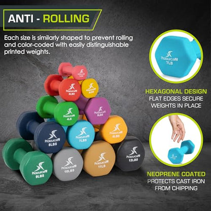 ProsourceFit Neoprene Dumbbell Coated for Non-Slip Grip - size: 7-Pound