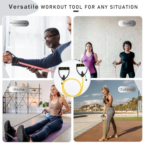 Resistance Band with Handles and Door Anchor, Adjustable Exercise Tube Band for Physical Therapy, Strength Training, Pilates and Home Workouts