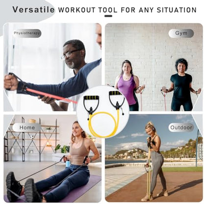 Resistance Band with Handles and Door Anchor, Adjustable Exercise Tube Band for Physical Therapy, Strength Training, Pilates and Home Workouts