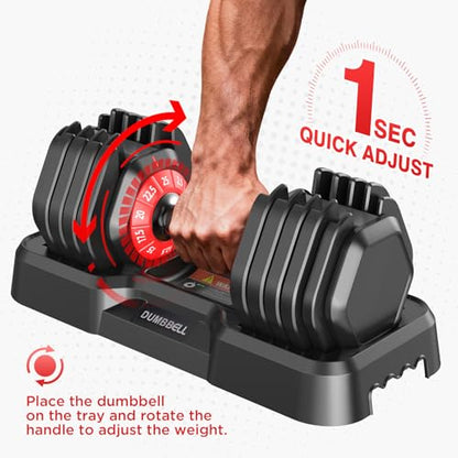 Adjustable Dumbbells Set, All in One Free Weights Dumbbells Set, 25/55/52.5lbs Weights Set with Anti-Slip Handle, 1 Sec Adjust Exercise & Fitness Equipment for Home Gym Strength Training