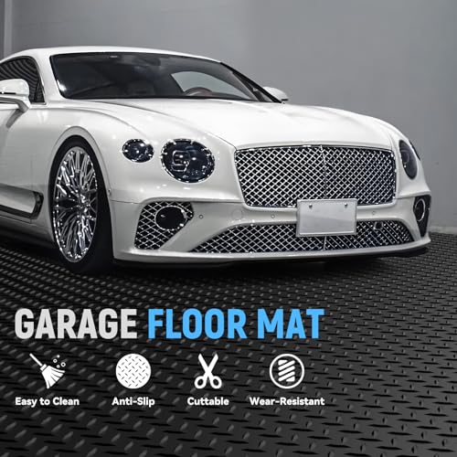 4x10 FT Garage Floor Mat, 2.8mm Thickened Diamond Plate - color: Black, size: 4x10 FT