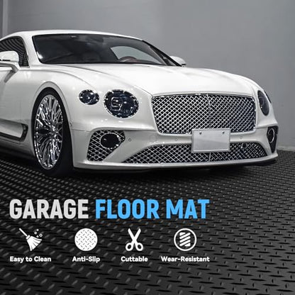4x10 FT Garage Floor Mat, 2.8mm Thickened Diamond Plate - color: Black, size: 4x10 FT