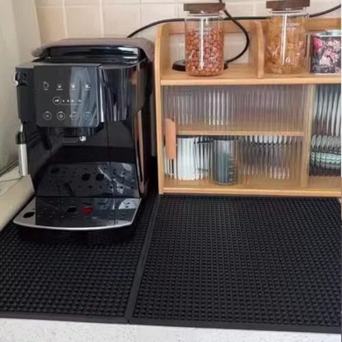 2 Pcs Rubber Bar Mat 18x12 In, Thick Durable Anti-slip Rubber Bar Spill Mat, Premium PVC Service Pad for Kitchen, Restaurant, Countertop, Hotel, Beverages, Black - size: (18"x12"-2Pcs)