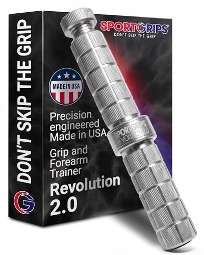 Sportgrips Sidewinder Revolution 2.0 – Adjustable Resistance Grip & Forearm Trainer, Anodized Aluminum Wrist Strengthener for Grip Strength, Endurance, and Sport Performance – Made in USA - color: Silver