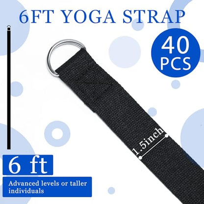 Yoga Strap Stretching Pilates Exercise Adjustable Straps 6 ft Non Elastic Yoga Belt with Adjustable D Ring Buckle for Pilates Gym Workouts Fitness