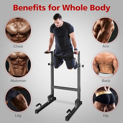 Dip Stand parallel bars, 550 lb capacity heavy-duty dip bar push-ups with foam handles for home or gym fitness exercises