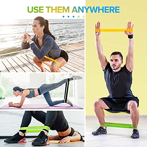 Portzon Resistance Loop Exercise Bands, Suitable for arm, Leg Stretching and Strength Training, Muscle Recovery, deep Squat and Pilates - color: tris-color