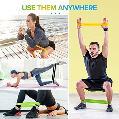 Portzon Resistance Loop Exercise Bands, Suitable for arm, Leg Stretching and Strength Training, Muscle Recovery, deep Squat and Pilates - color: tris-color