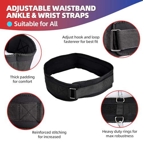 Boxing Resistance Bands Set for Boxing MMA Martial Arts Training Equipment, 150lbs Exercise Bands with Cuffs & Belt, Workout Band for Resistance Training Enhance Explosive Power/Speed/Agility