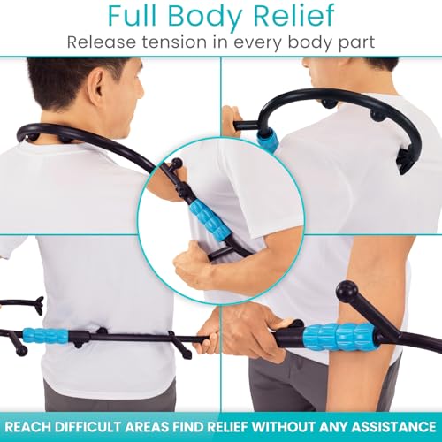 Vive Massage Cane with Roller - Interchangeable Heads - Trigger Point Tool - Neck, Back, Shoulder, Muscles Massager Handheld - Manual Self Massager - Muscle Knot Remover - Deep Tissue Pain Relief - style: Massage Cane with Roller