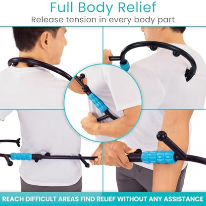 Vive Massage Cane with Roller - Interchangeable Heads - Trigger Point Tool - Neck, Back, Shoulder, Muscles Massager Handheld - Manual Self Massager - Muscle Knot Remover - Deep Tissue Pain Relief - style: Massage Cane with Roller