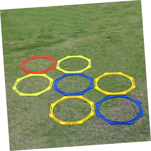Kisangel Multi-Function Speeds Train Rings and Octangular Agility Circles Set, Portable 36cm Football Training Rings in Yellow, Orange, Blue, and Green for Soccer Speed and Agility Drills