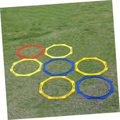 Kisangel Multi-Function Speeds Train Rings and Octangular Agility Circles Set, Portable 36cm Football Training Rings in Yellow, Orange, Blue, and Green for Soccer Speed and Agility Drills