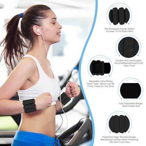 Wrist Weights Set of 2, Wearable Arm & Leg Weights for Women & Men, Adjustable Wrist Ankle Weights for Walking, Yoga, Swimming, Gym, 2lb - color: Black