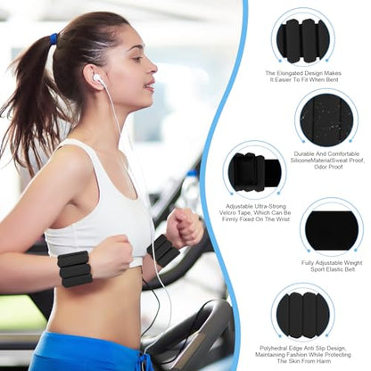 Wrist Weights Set of 2, Wearable Arm & Leg Weights for Women & Men, Adjustable Wrist Ankle Weights for Walking, Yoga, Swimming, Gym, 2lb - color: Black