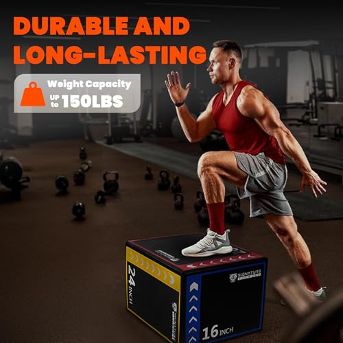 Fitvids Plyo Box, 3-in-1 Foam Plyometric Jump Box, 16”x20”x24” Box Jump for for Home Gym Training Fitness Workout Exercise