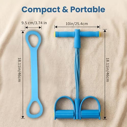 Pedal Resistance Bands 6-Tube Multifunction | Durable 6-Tube Multifunction Pedal Band, Full Body Workout, Includes Figure 8 Band with Handles（Blue）